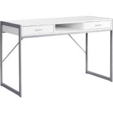 48" Computer Desk in White & Silver Metal